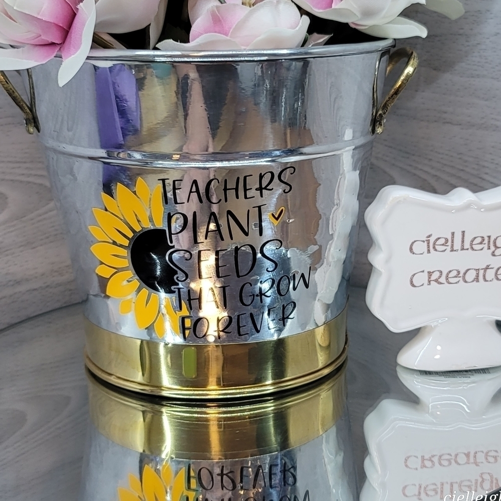 Teacher Gift - Galvanized Bucket/plant pot
